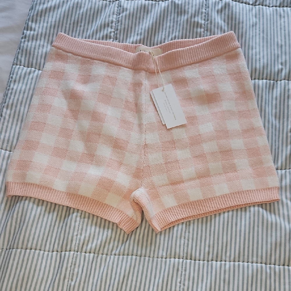L*Space Pink and White Checkered Women's Shorts